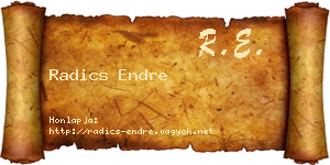 Radics Endre névjegykártya